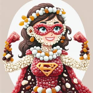 Bubble Gum Superhero with Raisin and Cottage Cheese Necklace