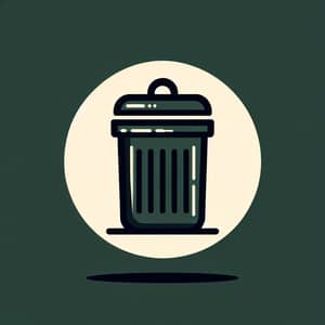 Sturdy and Practical Dark Green Trash Bin with Central Button