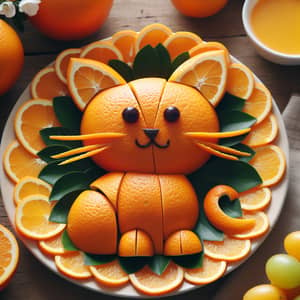 Cat Shaped Plate of Oranges