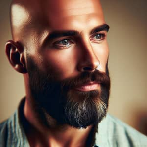 Stylish Bald Man with Beard in His Mid 30s