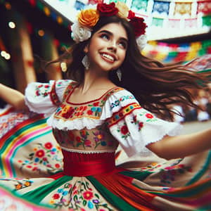 Hispanic Girl Traditional Dress Dance