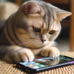 Playful Cat with Smartphone: Cute and Adorable Moments