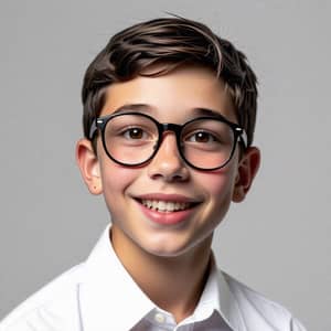 Smiling White Schoolboy Boy | Glasses & Shirt