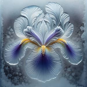 Iris Flower Pattern Etched in Frosted Glass - Winter Bloom