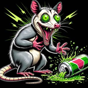 Mischievous Possum Heart Attack Illustration | Humorous Graphic Design