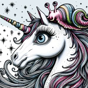 Enchanting Unicorn Illustration with Slug-Like Eyes