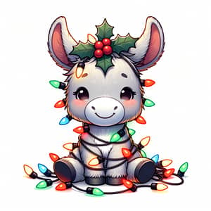 Cute Little Donkey Christmas Artwork | Festive Vector Illustration