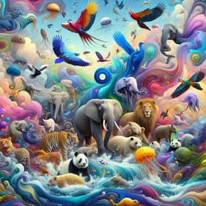 Abstract Animals: A Vibrant Fantasy Scene