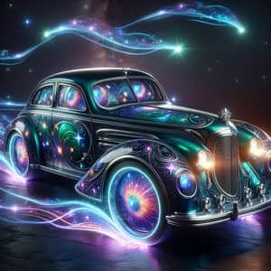 Enchanting Magical Car with Cosmic Designs | Radiant Suns & Dazzling Lights