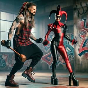 Urban Hip-Hop Dance with Tall Man and Jester Woman