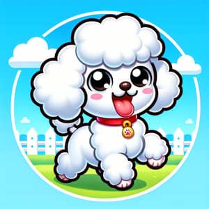 Cartoon White Poodle | Cute and Energetic Dog Art
