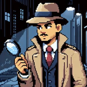 Diverse Detective Pixel Art Illustration