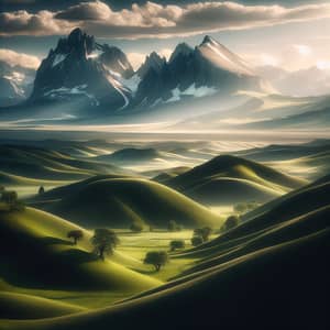 Tranquil Landscape with Majestic Mountains - Nature's Harmony