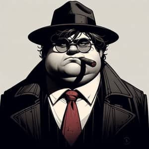 Mafia Boss Character with Oval Face, Glasses, and Cigar