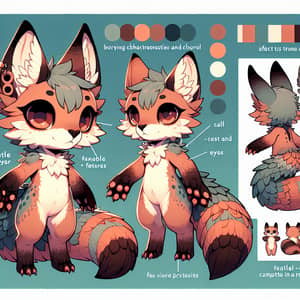 Vibrant and Colorful Kemono-style Furry Creature Reference Sheet