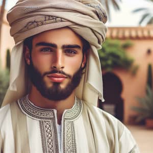 Young Moroccan Man in Traditional Jalaba