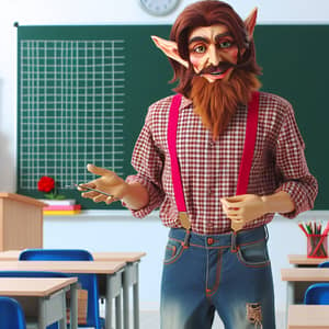 Rumpelstiltskin Teacher Outfit with Pink Suspenders