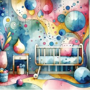 Whimsical Baby Room with Vibrant Watercolor Shapes