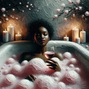 Tranquil Black Woman in Bathtub: Relaxation and Serenity