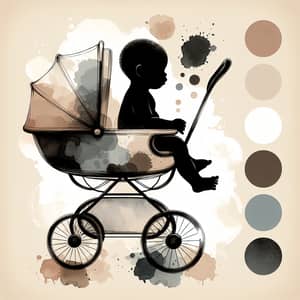 Abstract Watercolour Image of Black Baby in Beige Tones