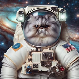 Fluffy Persian Cat in Detailed Space Suit | Astronaut Cat