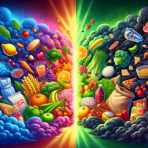 Healthy vs. Harmful Food Choices: A Visual Contrast