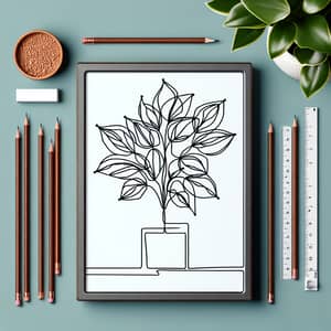 Continuous Line Drawing of Houseplant | Unbroken Line Art