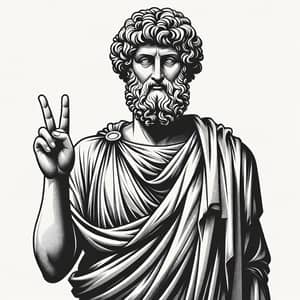 Ancient Greek Era Philosophy Figure | Peace Sign Pose