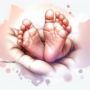 Watercolor Tattoo Baby Feet and Hands Illustration
