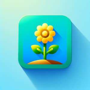 Fresh Green Plant WeChat Icon with Blossoming Flower