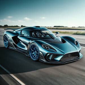 Sleek Metallic Blue Sports Car | Aerodynamic Design