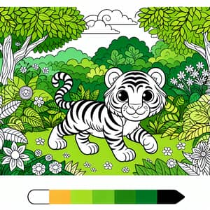 Friendly Tiger in Vibrant Jungle - Kids Cartoon Style