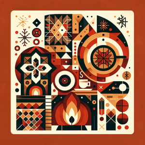 Warm Winter Abstract Composition with Geometric Shapes