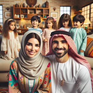 Warm Family Portrait in Traditional Kuwaiti and Dubai Attire