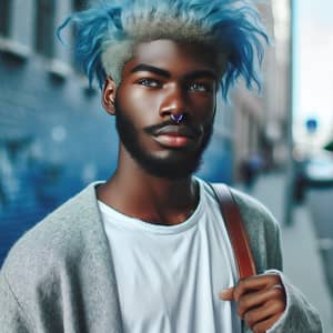 Black Man with Blue Hair - Striking Visual Portrait