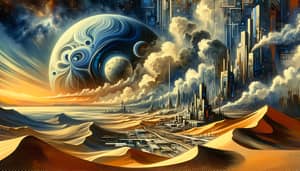Dune Planet Thunderstorm: Futuristic Cityscape in Sci-Fi Art