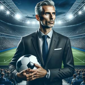 European Middle-Aged Male Football Manager | Stylish Suit & Charismatic Persona
