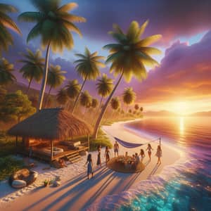 Tranquil Island Getaway: Sunset Radiance, Tropical Breeze & Beach Picnic