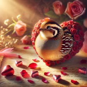 Charming Valentine's Day Quail-Heart Amidst Roses and Candies