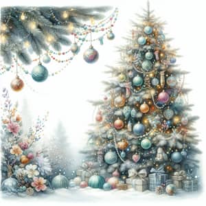 Festive Christmas Tree Watercolor Painting - Serene Holiday Art