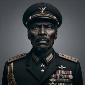 African Dictator in Black Military Uniform | Authority and Strength