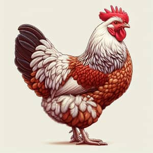 Detailed Illustration of a Vibrant Chicken in Profile