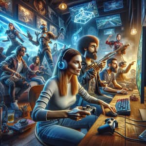 Diverse Gaming Scene with Immersive Characters