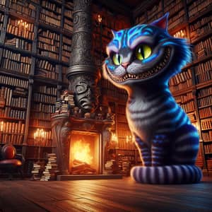 Mystical Feline Character in Library Scene | Dramatic and Unique