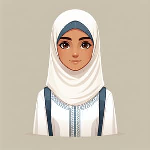 Omani Female Student in School Uniform Illustration