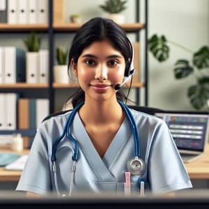 South Asian Female Nurse in Telehealth Session - Virtual Remote Patient Monitoring