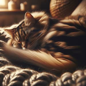 Peaceful Sleeping Cat on Soft Woolen Blanket | Cosy Cat Dreaming