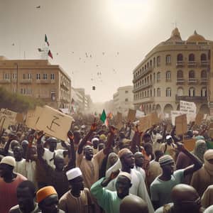 Peaceful Demonstration in Dakar: Diverse Crowd Rallying for Change
