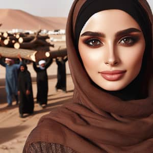 Middle-Eastern Woman with Kohl-Rimmed Eyes in Desert