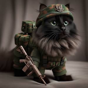 Brave Cat Soldier in Combat Gear | Military Feline Story